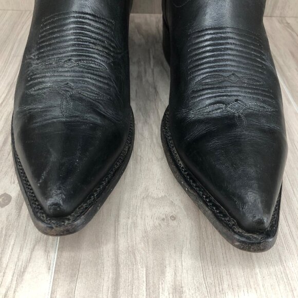 Rudel Western Boots Mens 8.5 Black Leather Pull On Rodeo Cowboy Boots - Picture 5 of 14